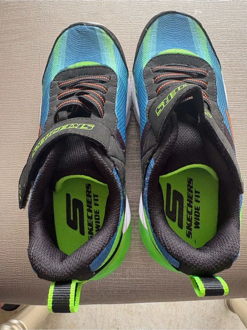 Skechers Kids Neon Green, Blue & Orange Athletic Sneakers